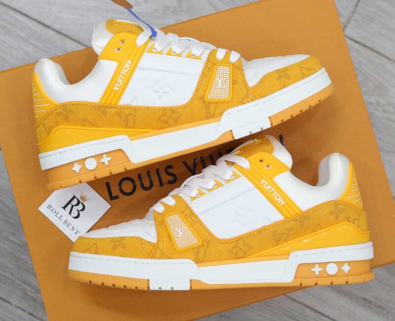 Giày Louis Vuitton Lv Trainer màu vàng Yellow Monogram Denim màu vàng