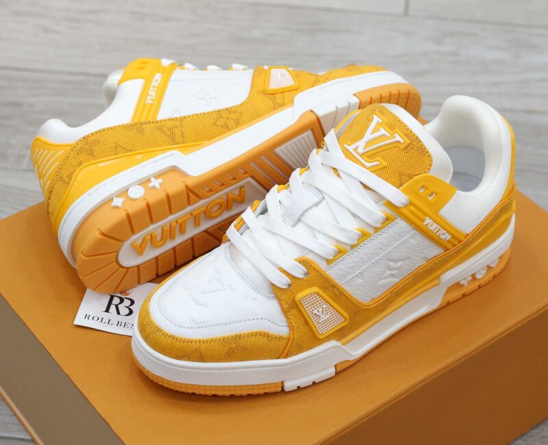 Giày Louis Vuitton Lv Trainer Yellow Monogram Denim màu vàng