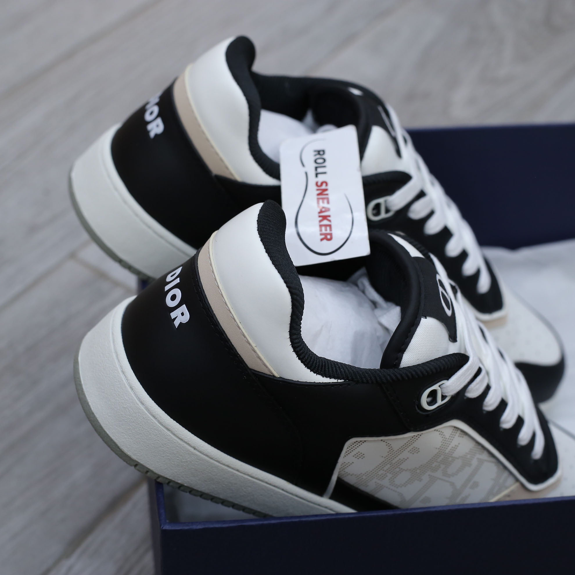 Giày Dior B27 Low Black White Beige họa tiết Dior Oblique Galaxy