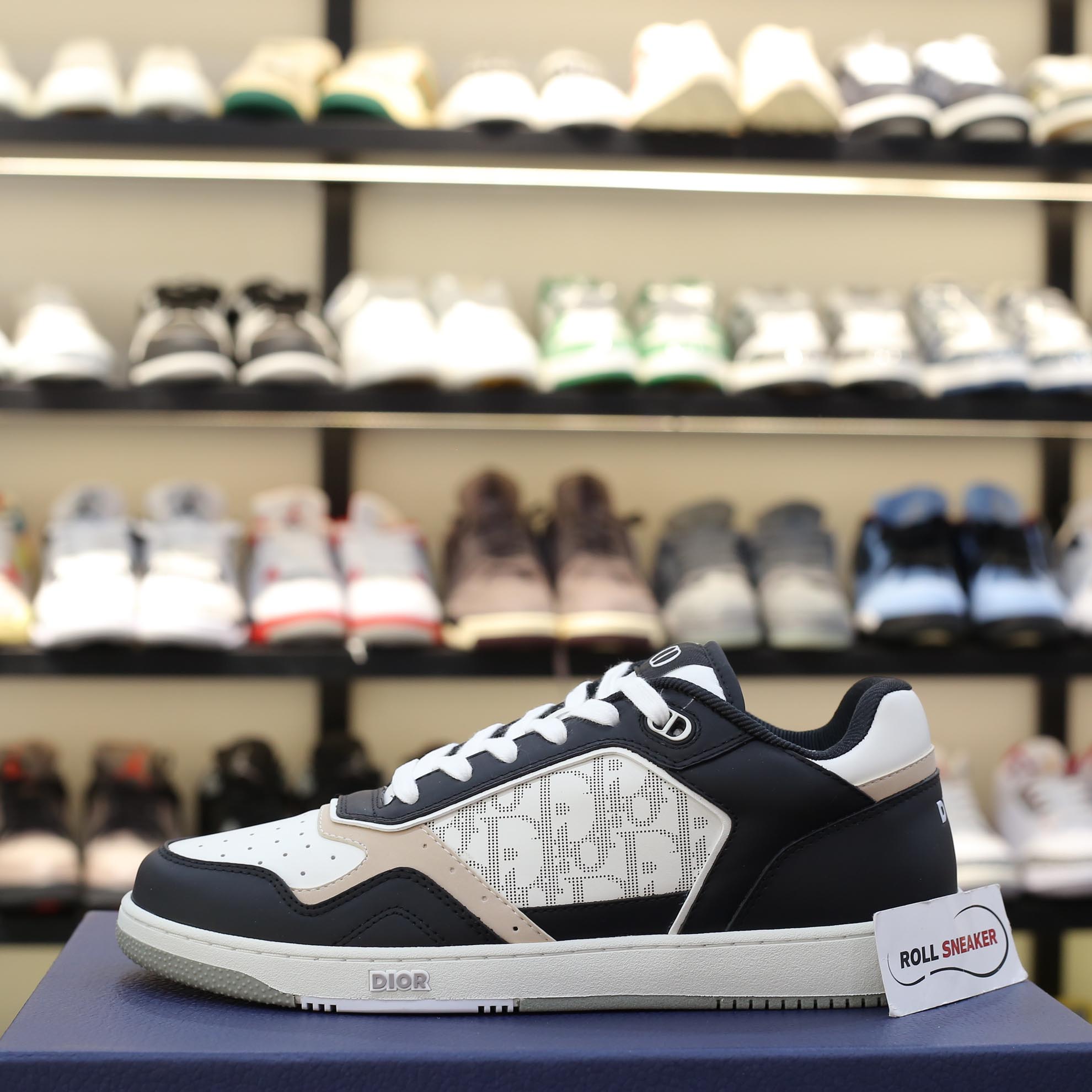Giày Dior B27 Low Black White Beige họa tiết Dior Oblique Galaxy