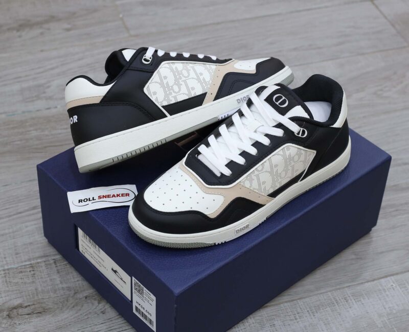 Giày Dior B27 Low Black White Beige họa tiết Dior Oblique Galaxy Like Auth