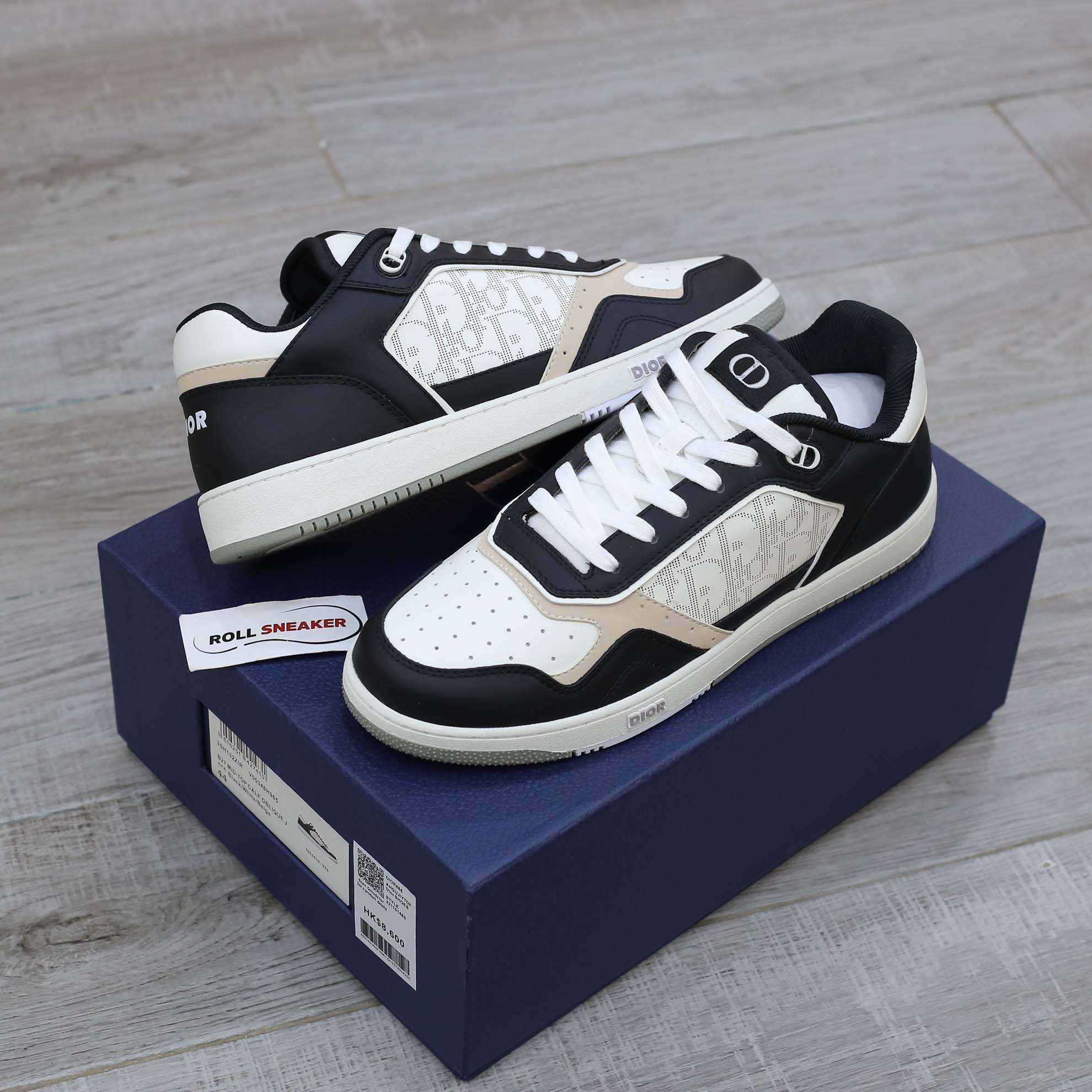 Giày Dior B27 Low Black White Beige họa tiết Dior Oblique Galaxy Like Auth