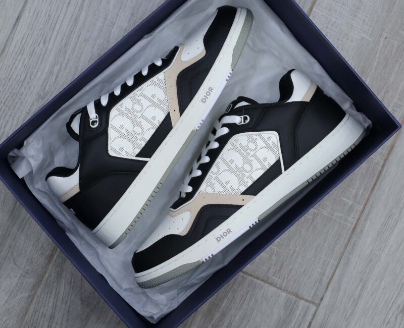 Giày Dior B27 Low Black White Beige họa tiết Dior Oblique Galaxy Like Auth