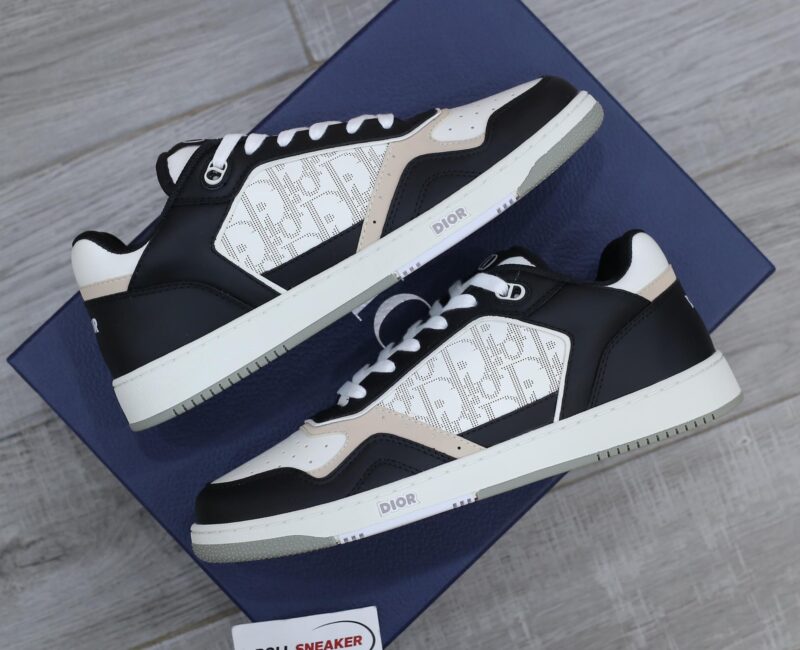 Giày Dior B27 Low Black White Beige họa tiết Dior Oblique Galaxy Like Auth