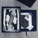 Giày Dior B27 Low Black White Beige họa tiết Dior Oblique Galaxy Like Auth
