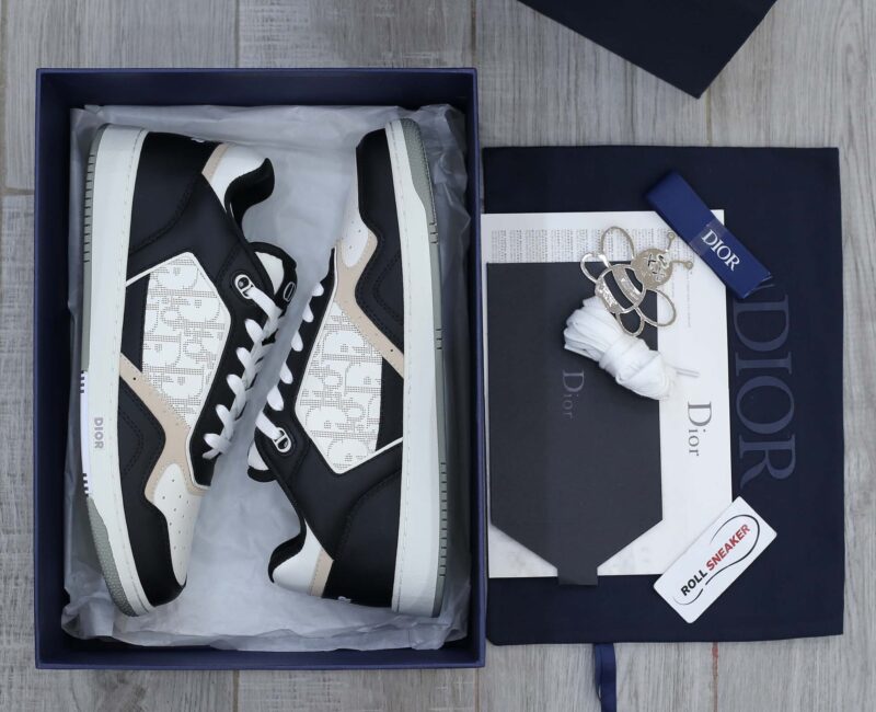 Giày Dior B27 Low Black White Beige họa tiết Dior Oblique Galaxy Like Auth