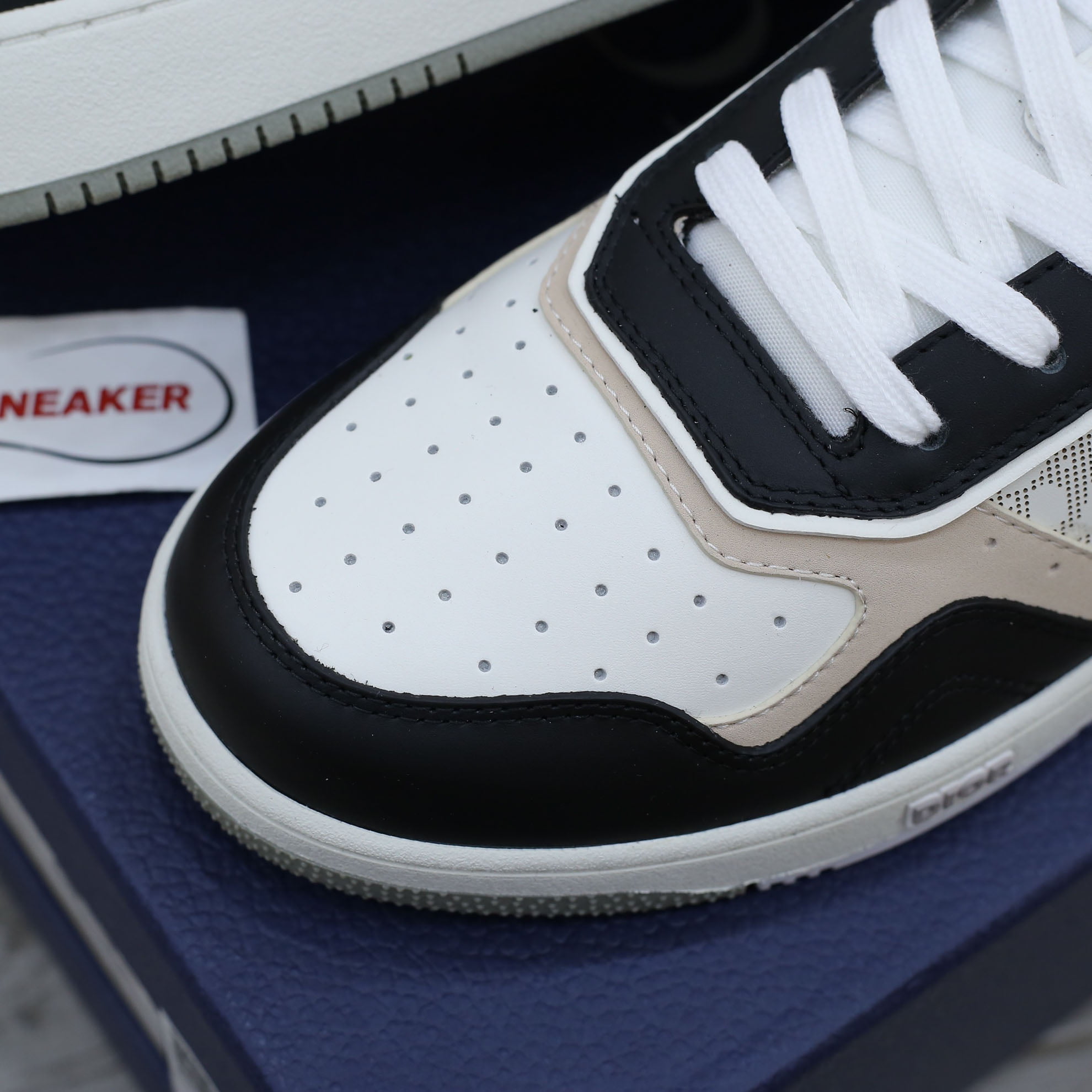 Giày Dior B27 Low Black White Beige họa tiết Dior Oblique Galaxy Like Auth