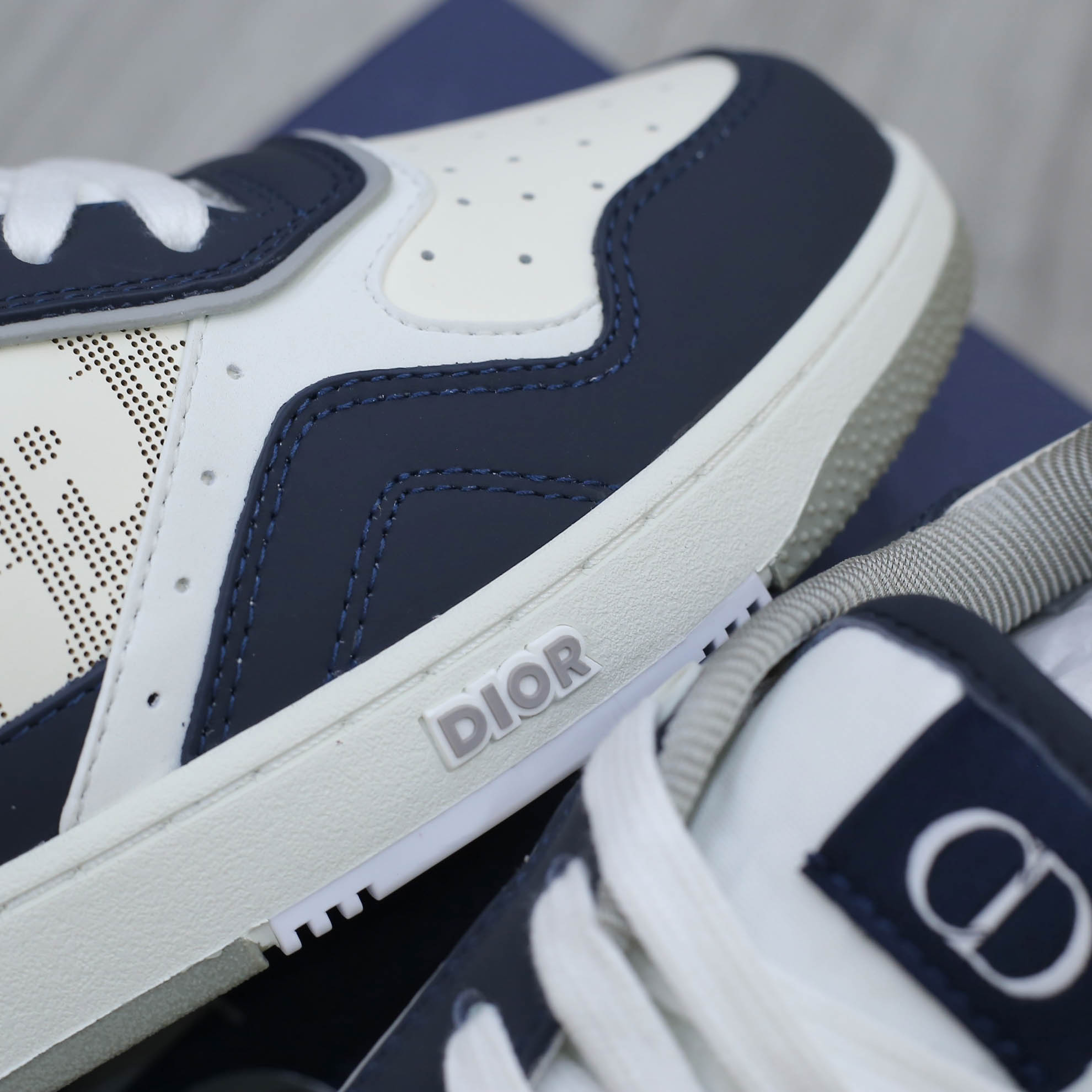 Giày Dior B27 Low Deep Blue and White họa tiết da Dior Oblique Galaxy Like Auth