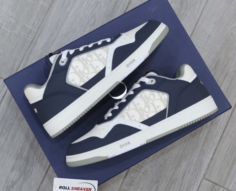 Giày Dior B27 Low Deep Blue and White họa tiết da Dior Oblique Galaxy Like Auth