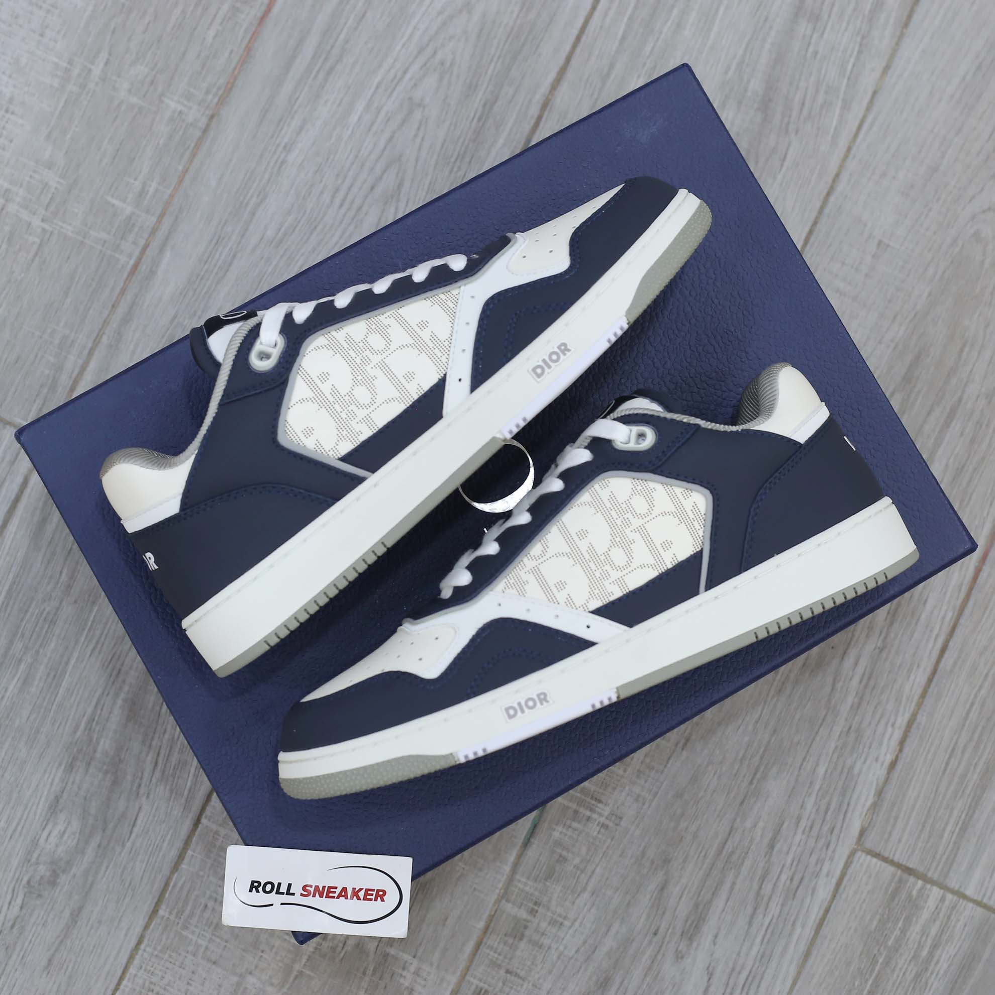 Giày Dior B27 Low Deep Blue and White họa tiết da Dior Oblique Galaxy Like Auth