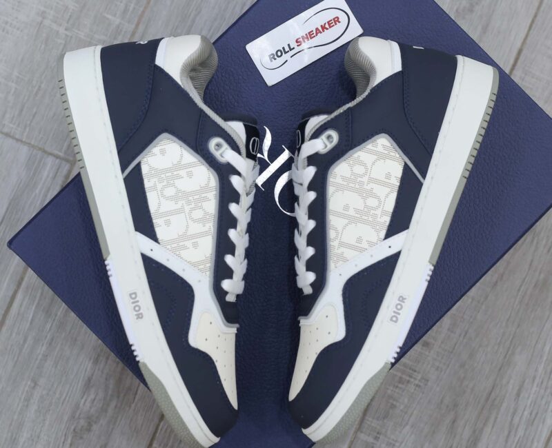 Giày Dior B27 Low Deep Blue and White họa tiết da Dior Oblique Galaxy Like Auth