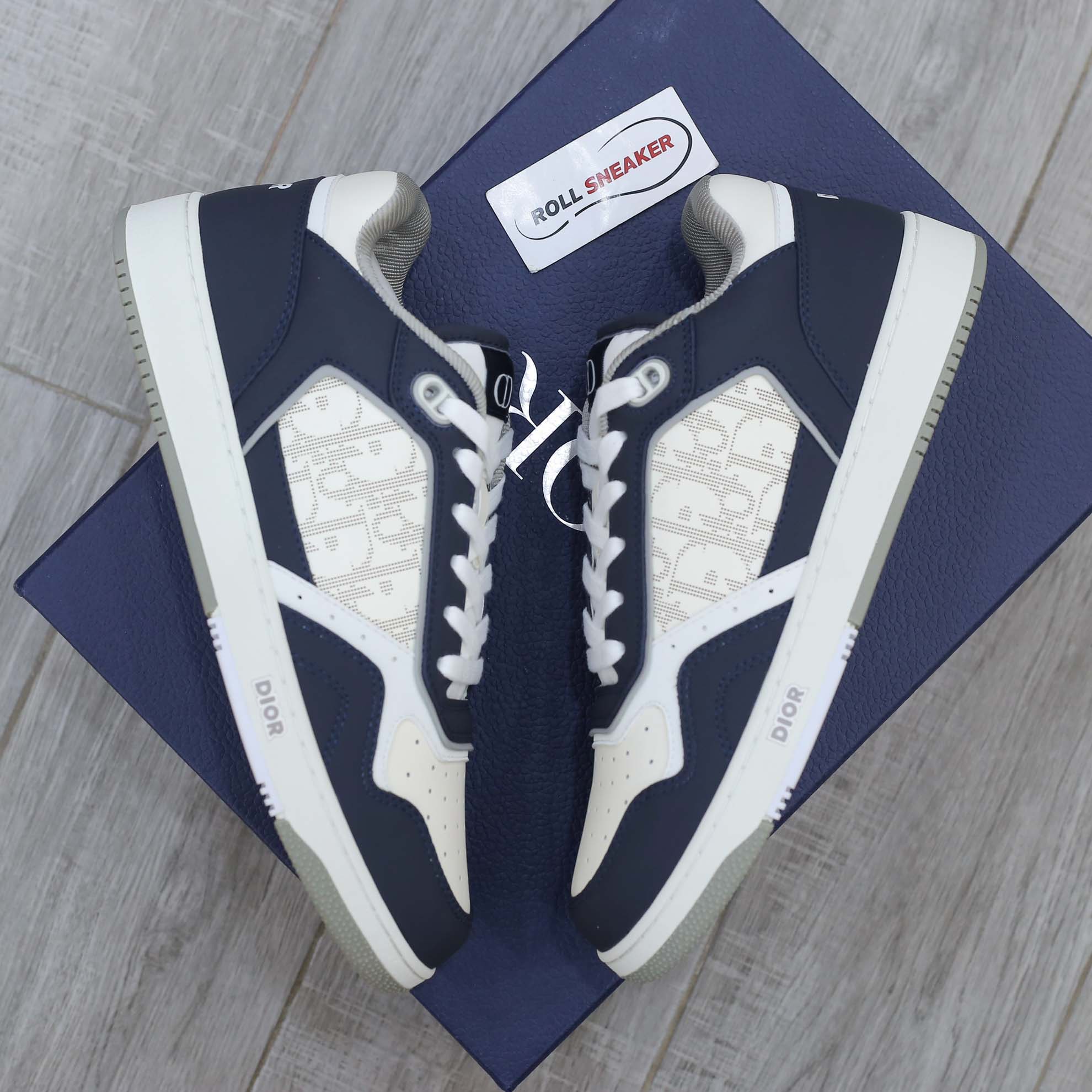 Giày Dior B27 Low Deep Blue and White họa tiết da Dior Oblique Galaxy Like Auth