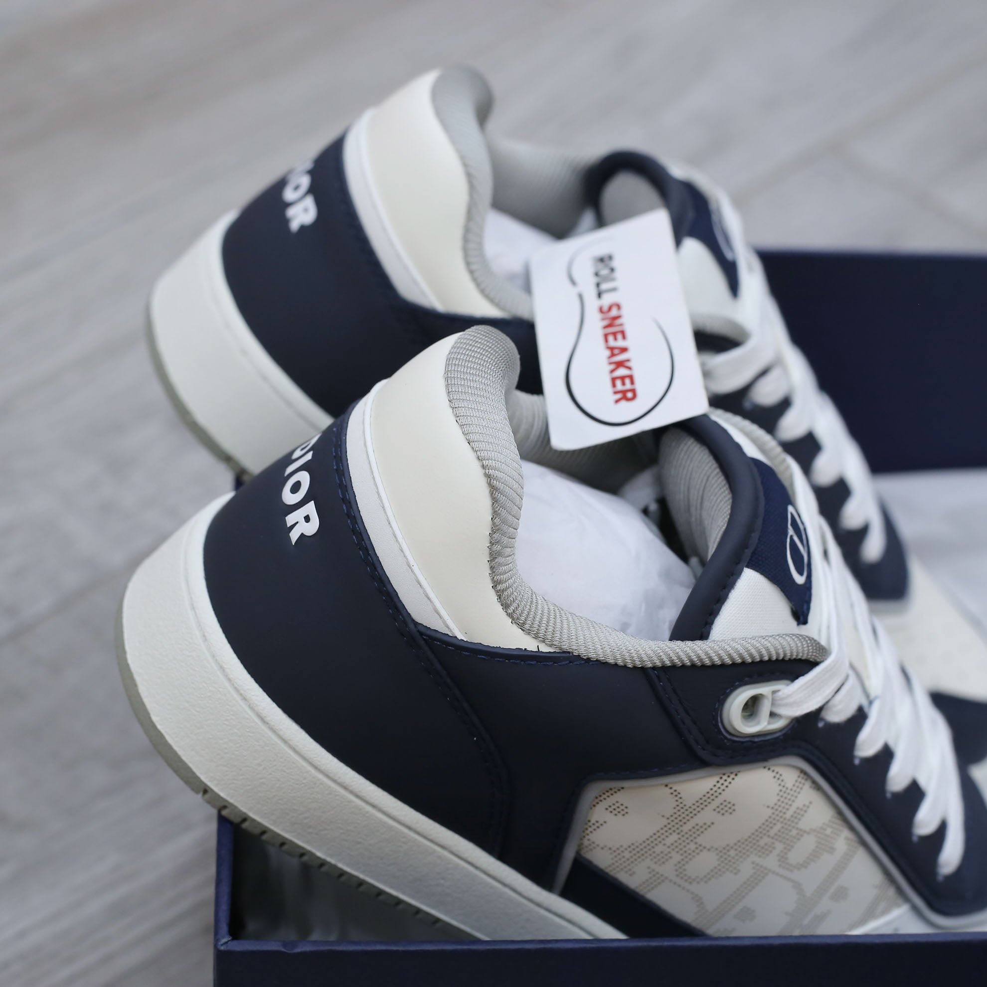 Giày Dior B27 Low Deep Blue and White họa tiết da Dior Oblique Galaxy Like Auth