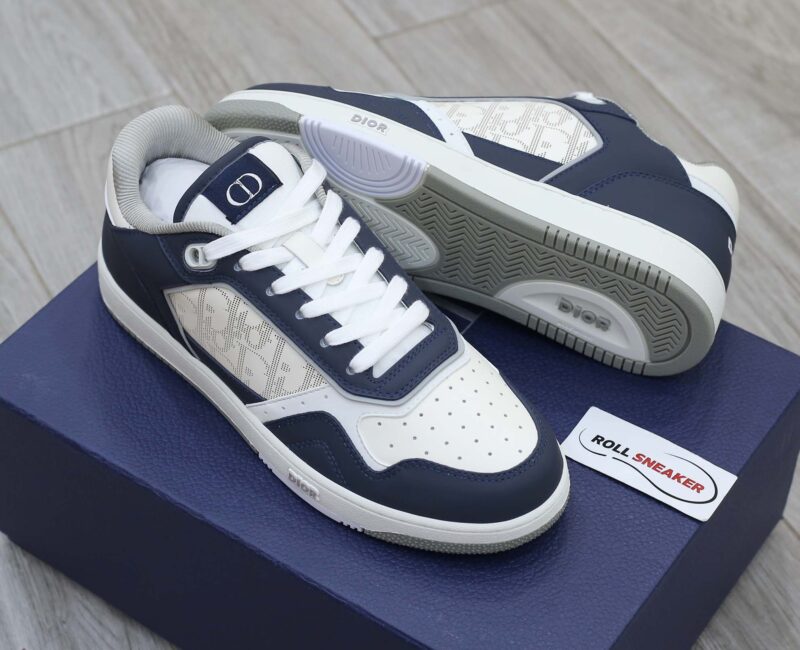 Giày Dior B27 Low Deep Blue and White họa tiết da Dior Oblique Galaxy Like Auth