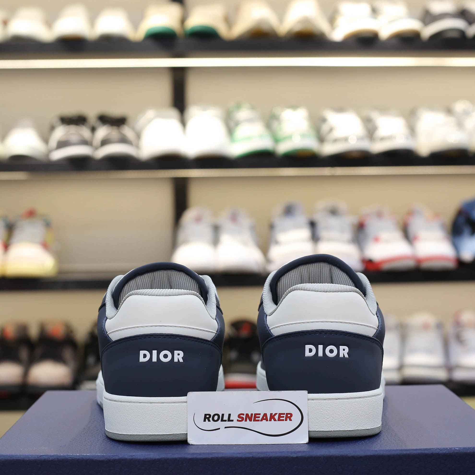 Giày Dior B27 Low Deep Blue and White họa tiết da Dior Oblique Galaxy Like Auth