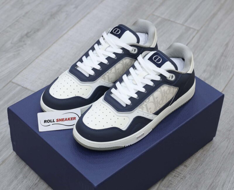 Giày Dior B27 Low Deep Blue and White họa tiết da Dior Oblique Galaxy Like Auth