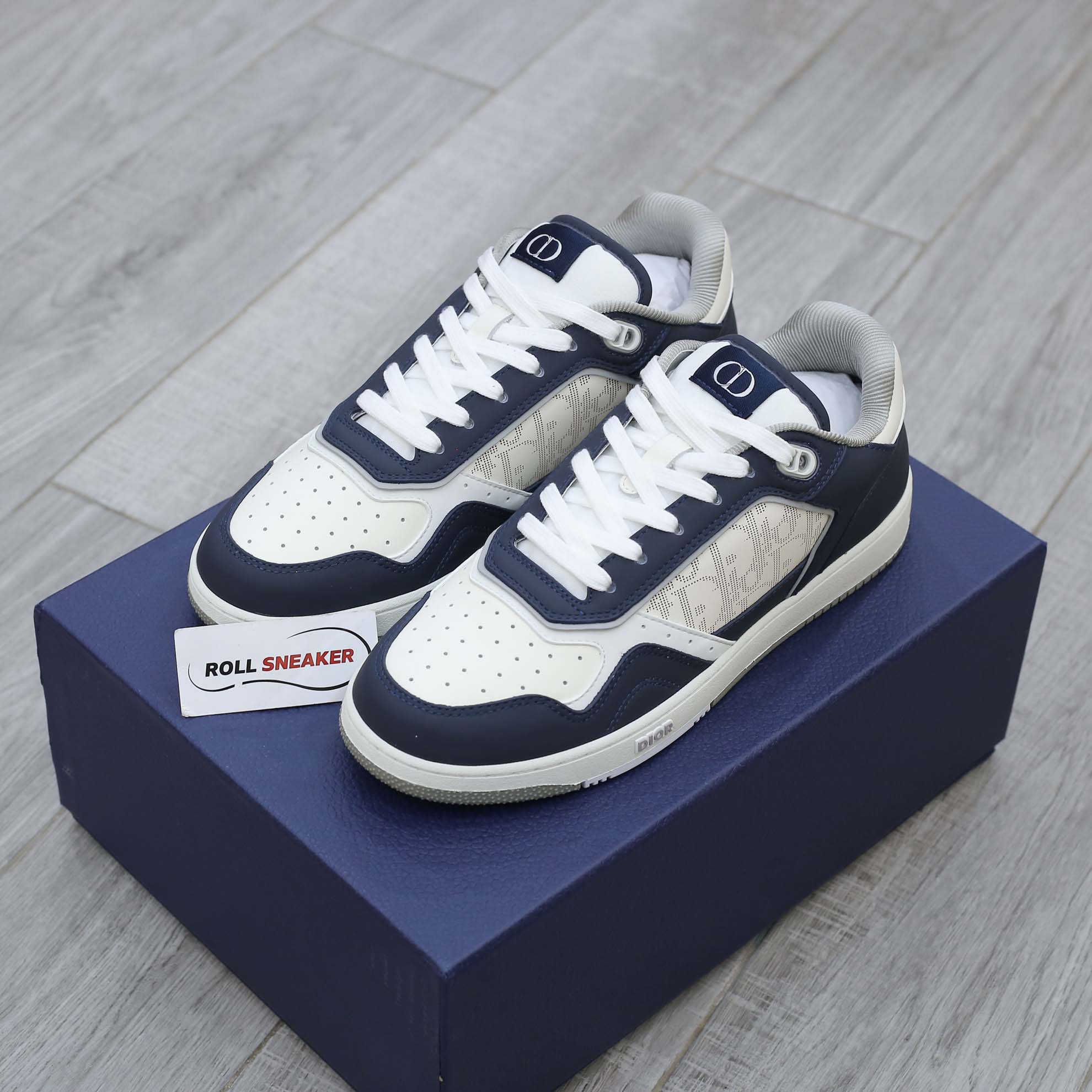 Giày Dior B27 Low Deep Blue and White họa tiết da Dior Oblique Galaxy Like Auth