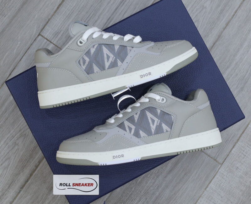 Giày Dior B27 Low Dior Gray họa tiết CD Diamond Canvas Like Auth