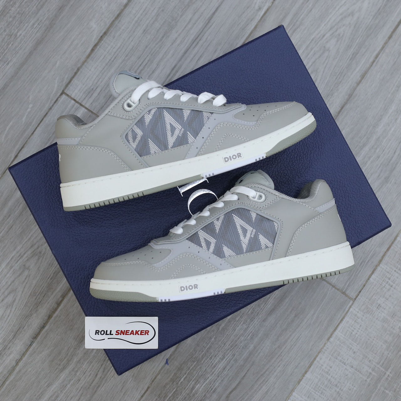 Giày Dior B27 Low Dior Gray họa tiết CD Diamond Canvas Like Auth