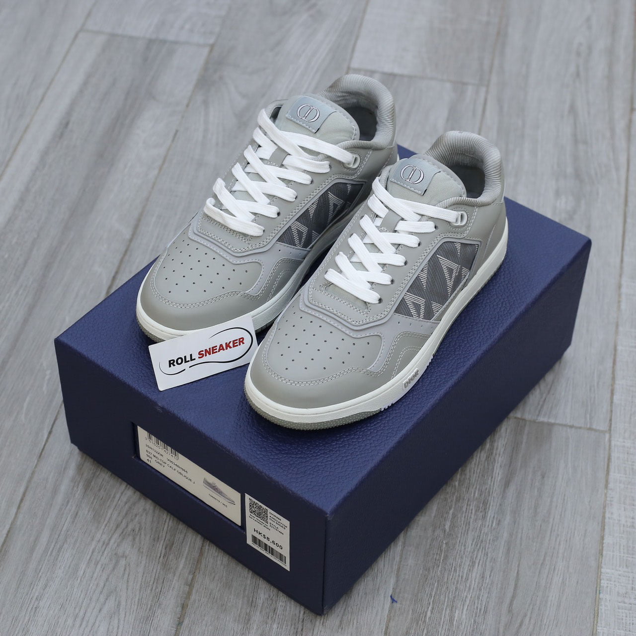 Giày Dior B27 Low Dior Gray họa tiết CD Diamond Canvas Like Auth