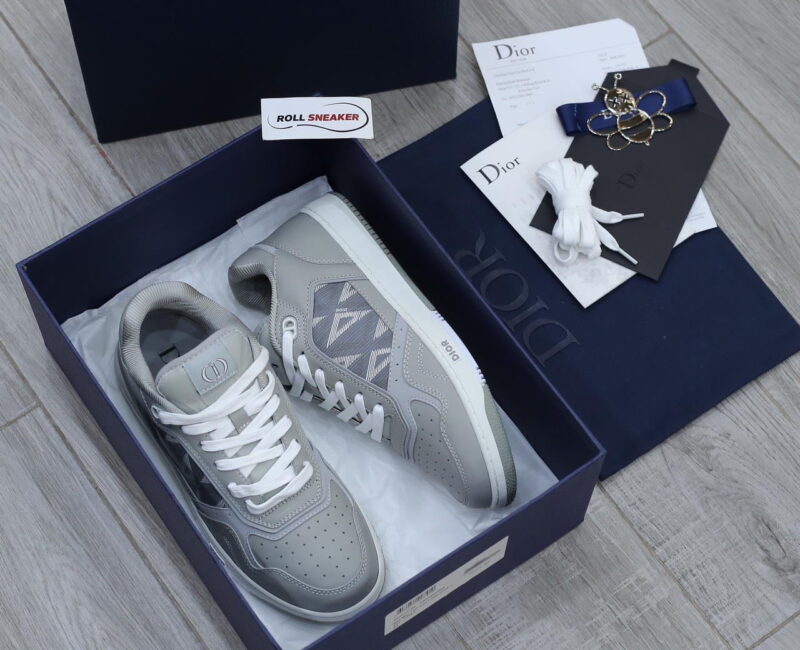 Giày Dior B27 Low Dior Gray họa tiết CD Diamond Canvas Like Auth