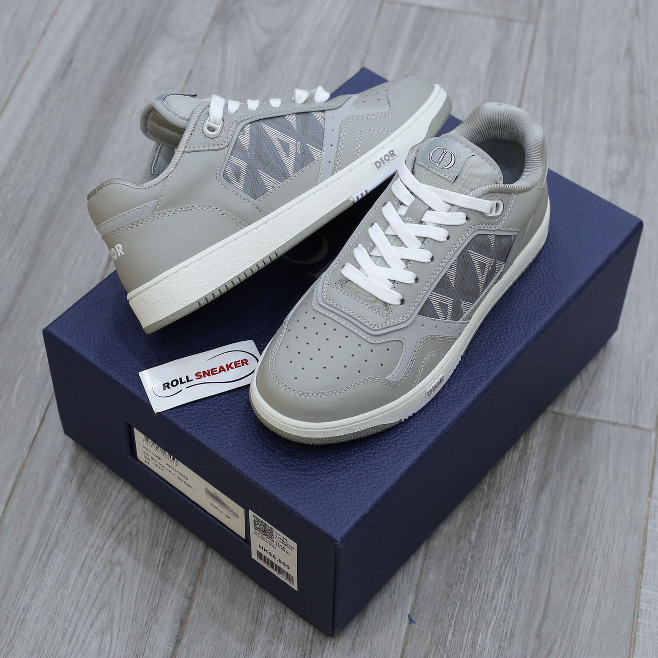 Giày Dior B27 Low Dior Gray họa tiết CD Diamond Canvas Like Auth
