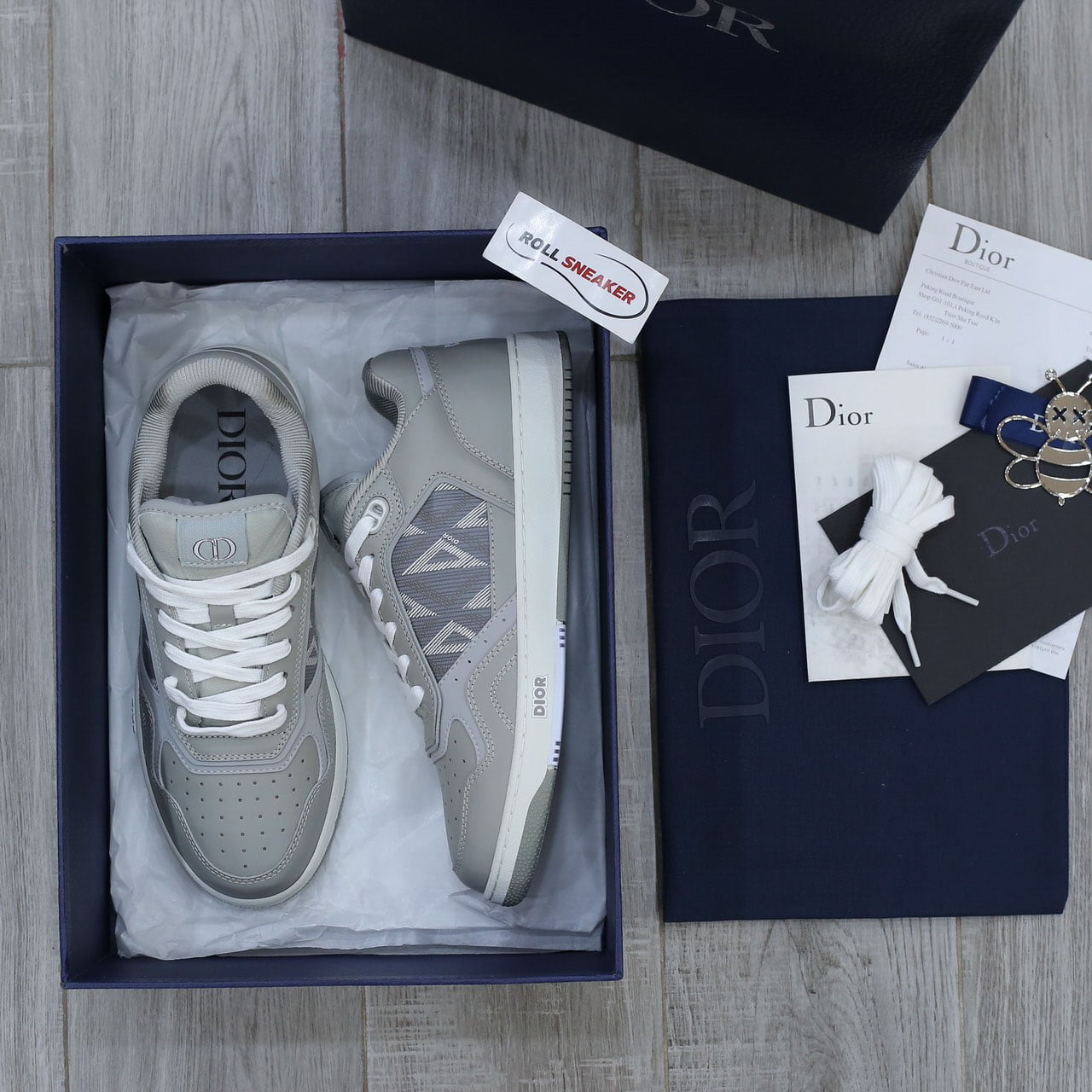 Giày Dior B27 Low Dior Gray họa tiết CD Diamond Canvas Like Auth