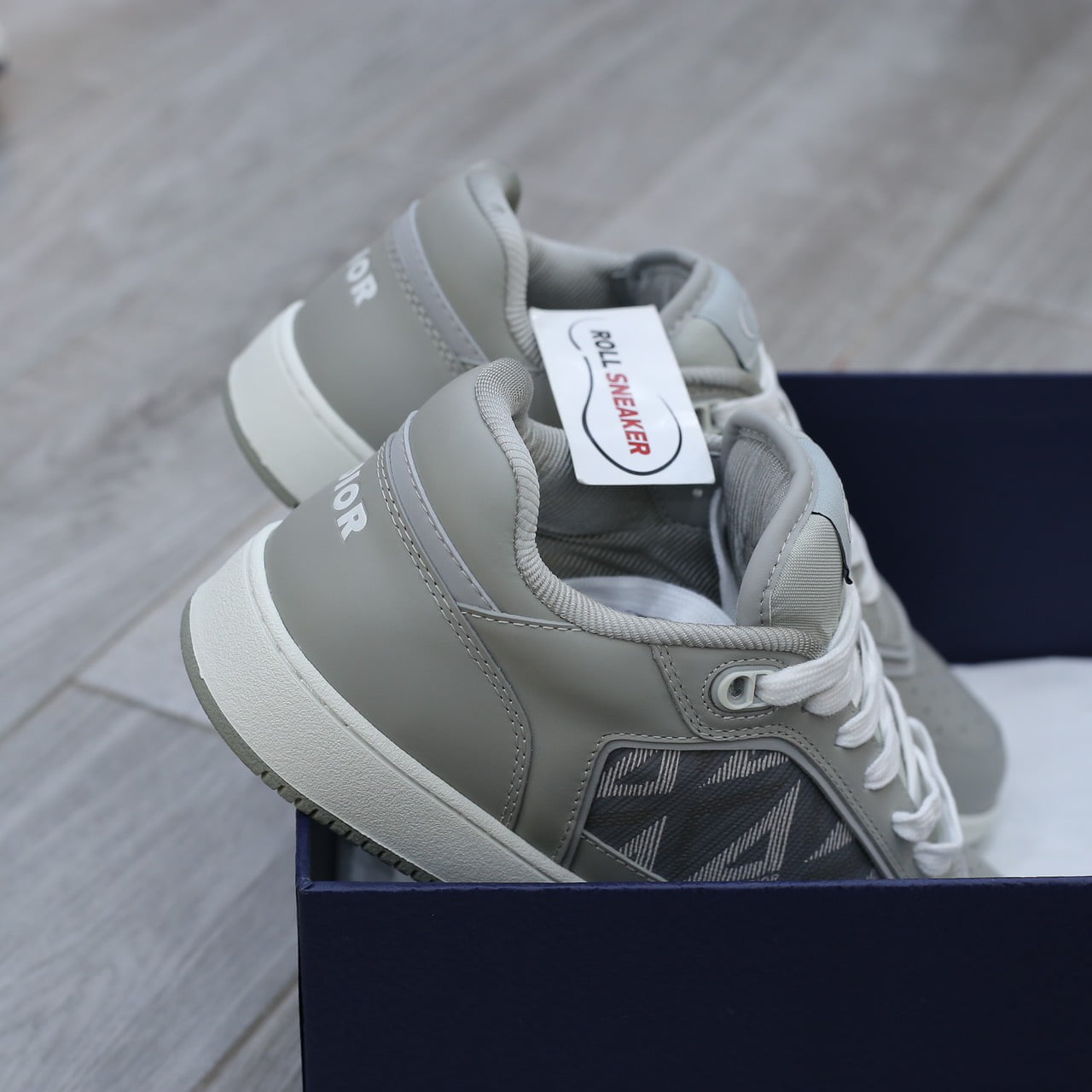 Giày Dior B27 Low Dior Gray họa tiết CD Diamond Canvas Like Auth
