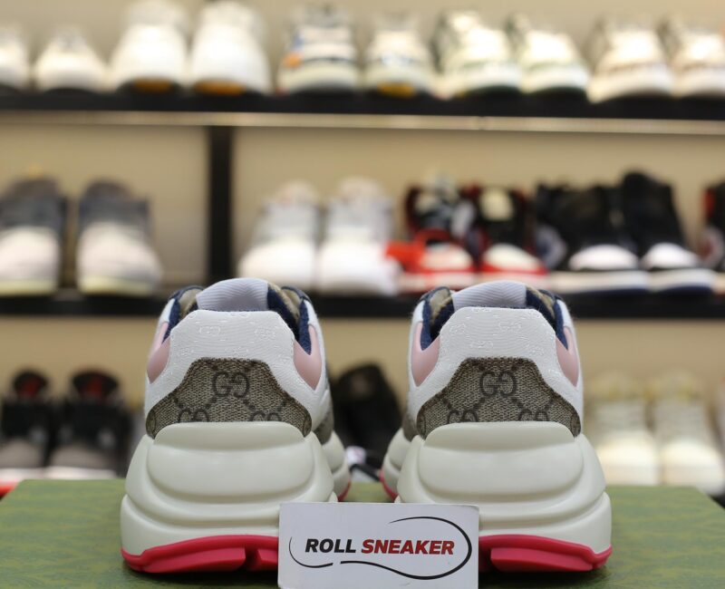 Giày Gucci GG Rhyton sneaker Pink leather and GG Canvas