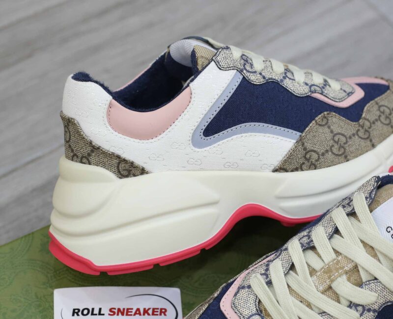 Giày Gucci GG Rhyton sneaker Pink leather and GG Canvas