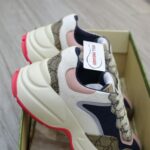 Giày Gucci GG Rhyton sneaker Pink leather and GG Canvas