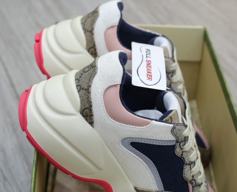 Giày Gucci GG Rhyton sneaker Pink leather and GG Canvas