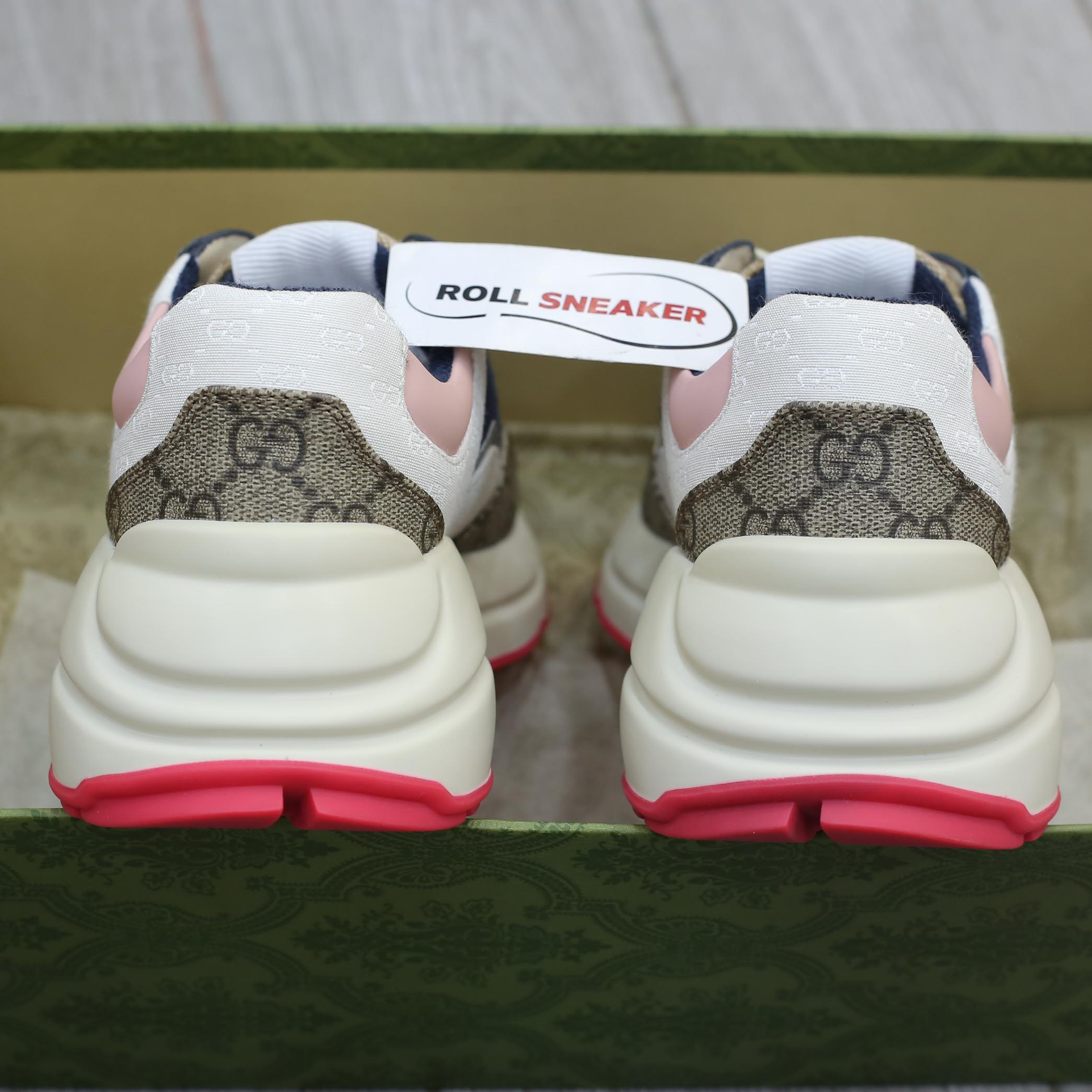 Giày Gucci GG Rhyton sneaker Pink leather and GG Canvas