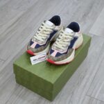 Giày Gucci GG Rhyton sneaker Pink leather and GG Canvas