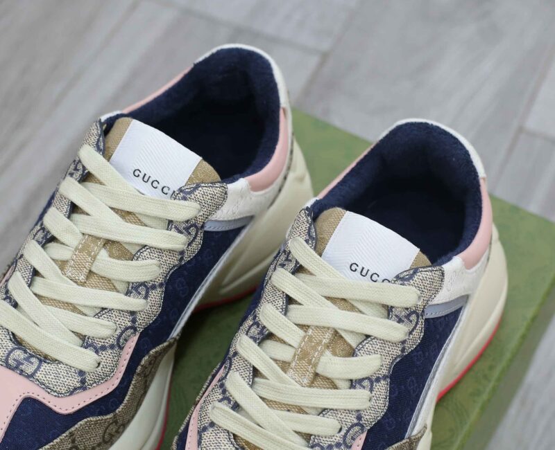 Giày Gucci GG Rhyton sneaker Pink leather and GG Canvas