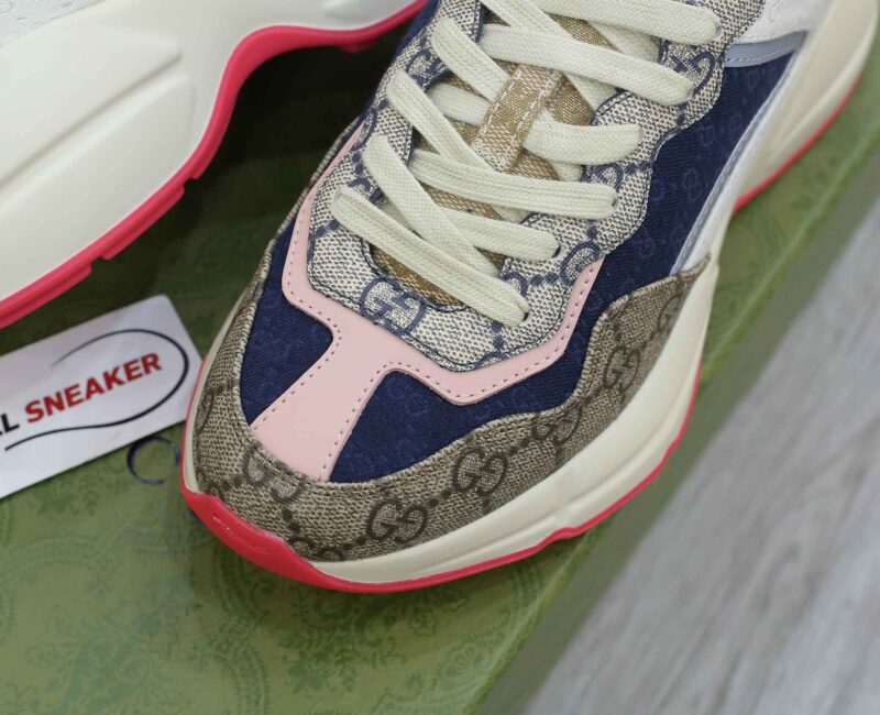 Giày Gucci GG Rhyton sneaker Pink leather and GG Canvas