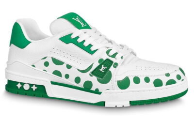 Giày Louis Vuitton Trainer LV x Yk Yayoi Kusama Green Xanh Like Auth