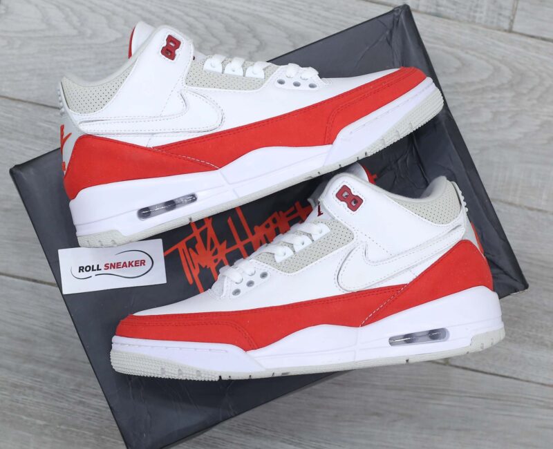 Giày Nike Air Jordan 3 Retro Tinker White University Red Like Auth