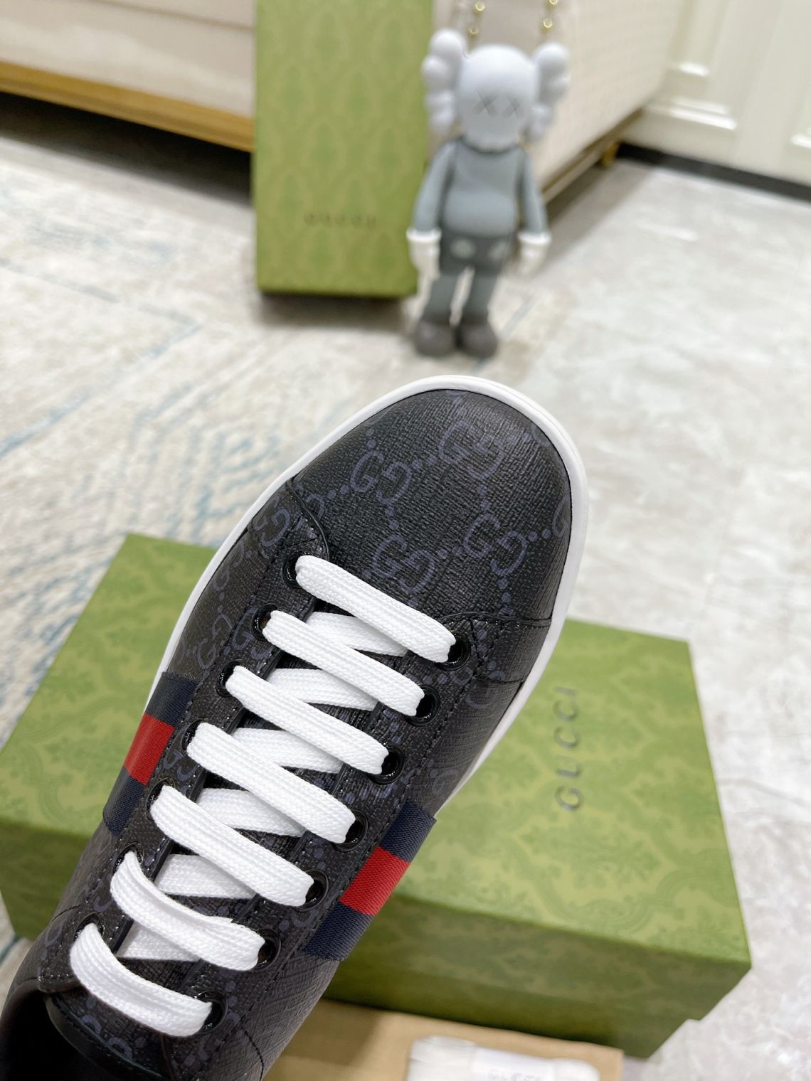 Giày Gucci Ace GG Supreme Black Like Auth