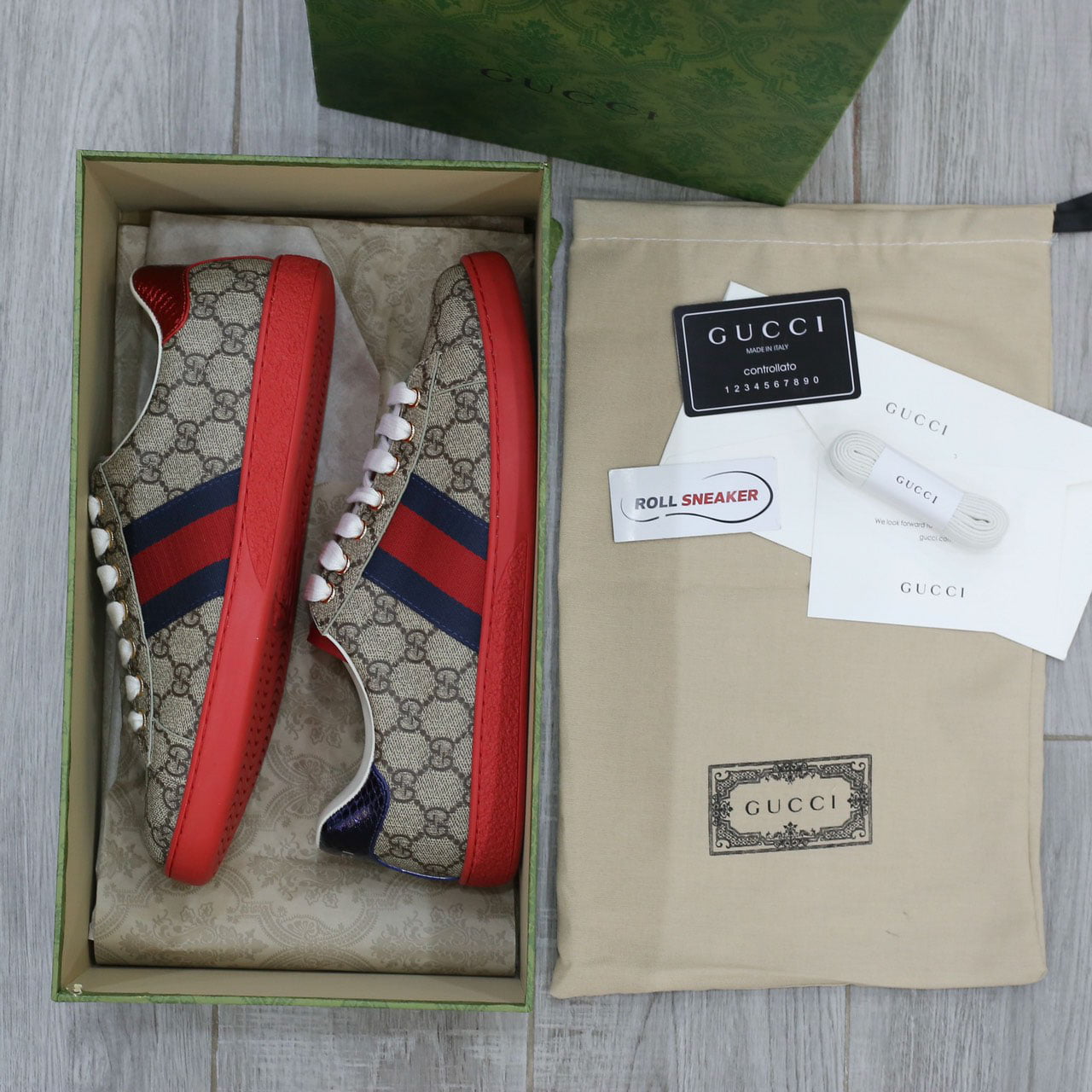 Giày Gucci Ace GG Supreme Red Like Auth