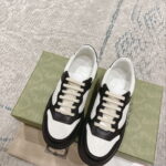Giày Gucci GG Sneaker Black White leather họa tiết GG dập nổi Like Auth