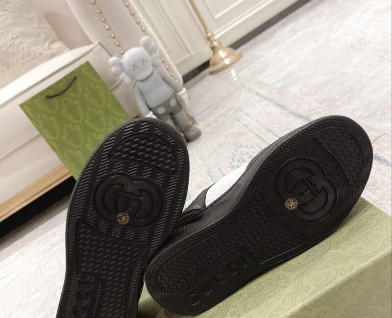 Giày Gucci GG Sneaker Black White leather họa tiết GG dập nổi Like Auth