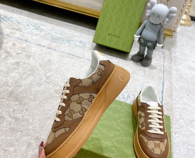 Giày Gucci GG Sneaker Brown leather họa tiết Orignal GG canvas Like Auth