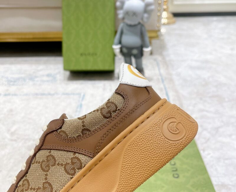 Giày Gucci GG Sneaker Brown leather họa tiết Orignal GG canvas Like Auth