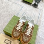 Giày Gucci GG Sneaker Brown leather họa tiết Orignal GG canvas Like Auth