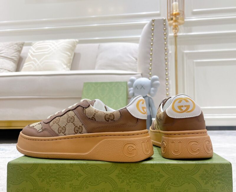 Giày Gucci GG Sneaker Brown leather họa tiết Orignal GG canvas Like Auth
