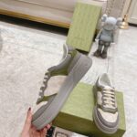 Giày Gucci GG Sneaker Green Grey Leather họa tiết GG Supreme Canvas Like Auth