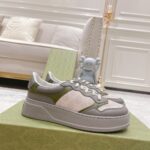 Giày Gucci GG Sneaker Green Grey Leather họa tiết GG Supreme Canvas Like Auth