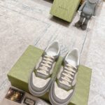 Giày Gucci GG Sneaker Green Grey Leather họa tiết GG Supreme Canvas Like Auth