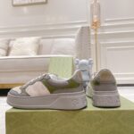 Giày Gucci GG Sneaker Green Grey Leather họa tiết GG Supreme Canvas Like Auth